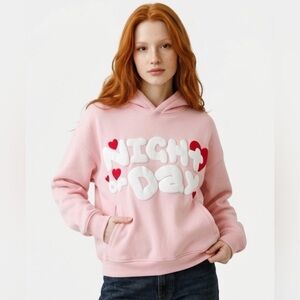 Night or Day Pink Heart Hoodie